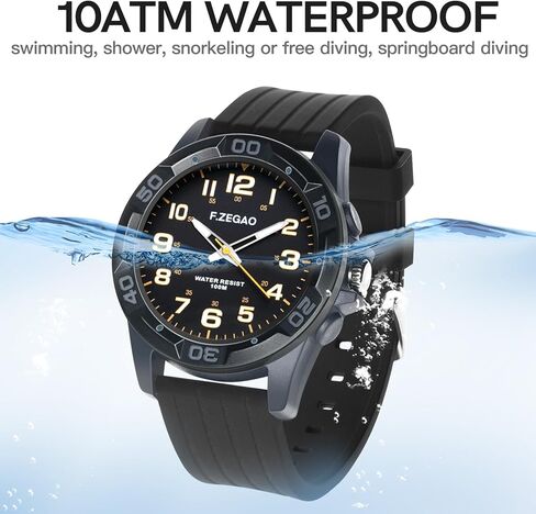 100M Waterproof Watch for Swimming, Easy Read Unisex Analog Watch, Second Hand Diver Analog Watch Men, 45mm Diameter in Saudi Arabia