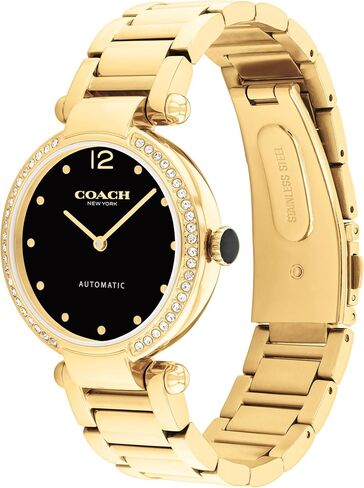 COACH Cary Women’s Automatic Watch – Link Bracelet – 2-Hand Movement – Crystal Bezel - for Day or Night wear, Gift for Her - 34mm in Saudi Arabia