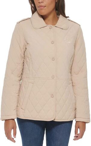 Tommy Hilfiger Ladies' Quilted Jacket, Beige (US, Alpha, XX-Large, Regular, Regular, Beige) in Saudi Arabia
