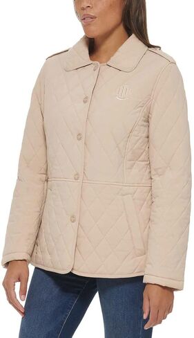 Tommy Hilfiger Ladies' Quilted Jacket, Beige (US, Alpha, XX-Large, Regular, Regular, Beige) in Saudi Arabia
