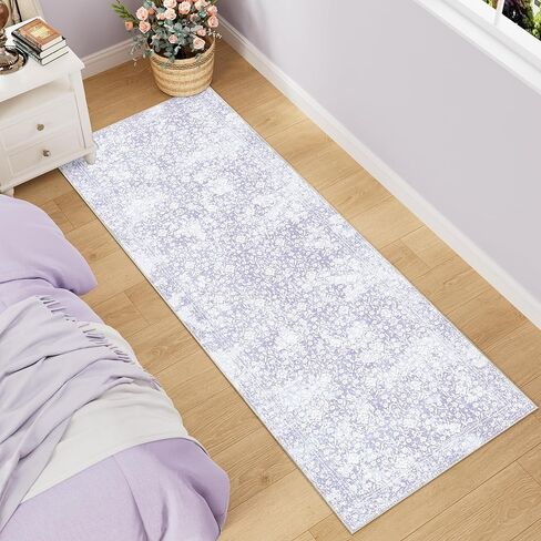 DUKINO Washable Area Rug 5x7, Boho Low-Pile Rugs for Living Room, Non Slip Rubber Backing Girls Rugs, Soft Vintage Nursery Rug for Living Room, Bedroom, Dining Room, Dorm Room, Office, Purple in Saudi Arabia