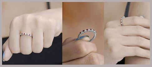 مجموعة Dazzlingrock خاتم زفاف قابل للتكديس على شكل دائري من الياقوت الأبيض والألماس الأبيض بتصميم عتيق من الذهب الأبيض الصلب عيار 14 قيراط مقاس 7 in Saudi Arabia