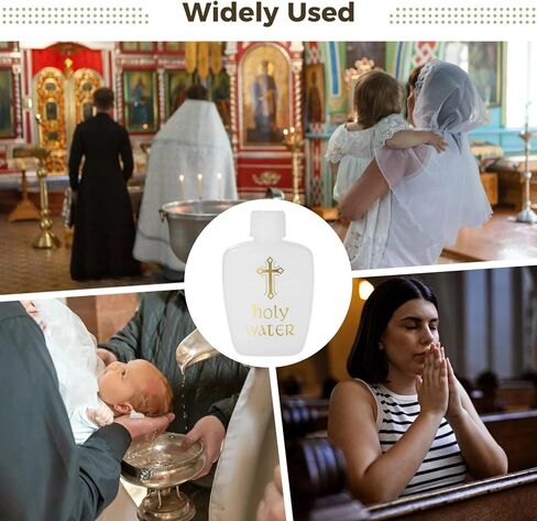 40 Pcs Holy Water Bottles, 2.03 oz/60 ml White Plastic Bottles with Cross Design, Reusable Empty Water Containers for Religious Ceremonies, Baptism Parties, Personal Use, and Church Services in Saudi Arabia