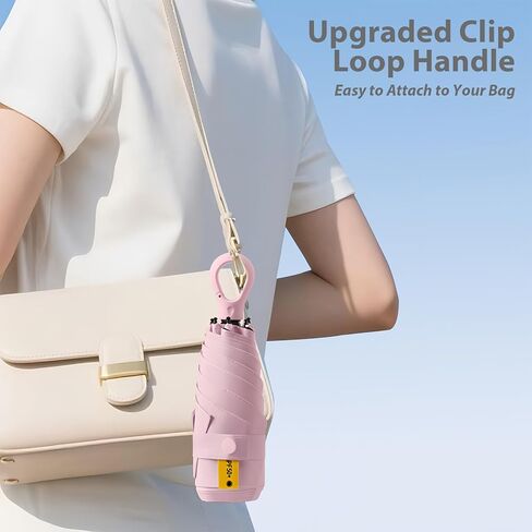 Fuxiqar 2-Pack Travel Mini Compact Umbrella Parasol حماية من أشعة الشمس فوق البنفسجية 50+ مظلات صغيرة in Kuwait