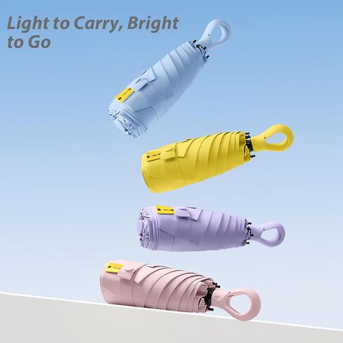 Fuxiqar 2-Pack Travel Mini Compact Umbrella Parasol حماية من أشعة الشمس فوق البنفسجية 50+ مظلات صغيرة in Kuwait