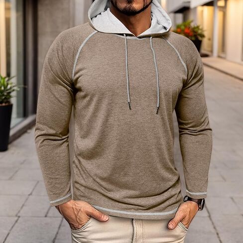 Men's Hoodies Lightweight Pullover Long Sleeve Athletic Hooded Sweatshirts Gym Workout Hoodie in Saudi Arabia