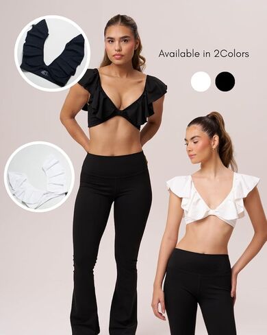Ruffle Pilates Sports Bra – Elegant Balletcore Workout Top for Women in Saudi Arabia