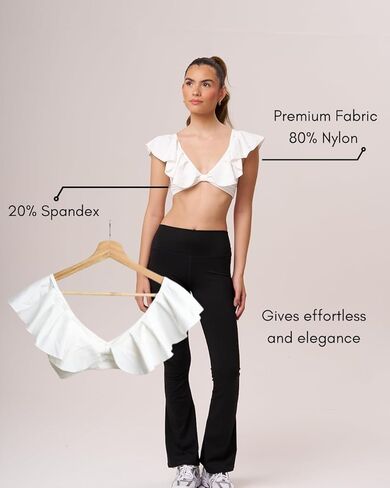 Ruffle Pilates Sports Bra – Elegant Balletcore Workout Top for Women in Saudi Arabia