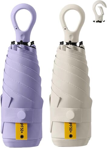 Fuxiqar 2-Pack Travel Mini Compact Umbrella Parasol UV Sun Protection 50+ Small Umbrellas in Saudi Arabia