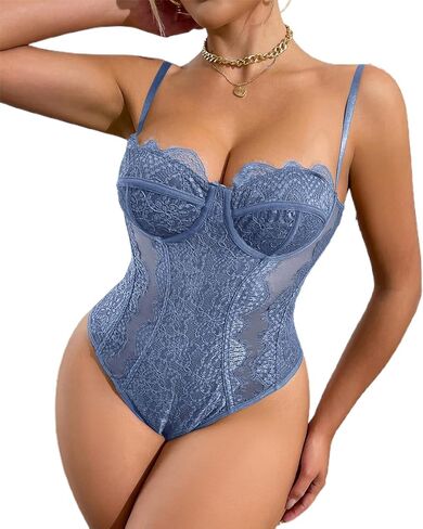 Lace Corset Bodysuit for Women Sexy Underwire Bustier Top Floral Lace Lingerie One Piece Shapewear Bodysuit in Saudi Arabia
