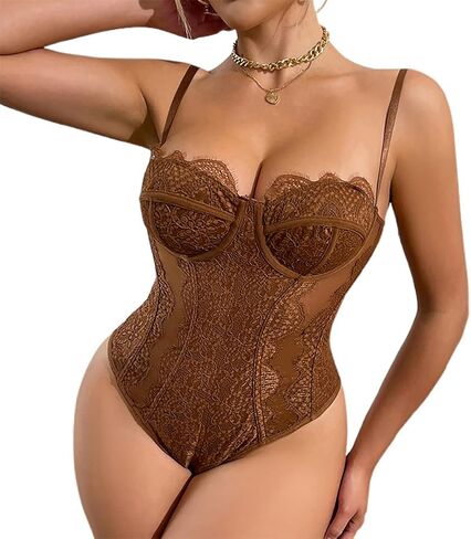 Lace Corset Bodysuit for Women Sexy Underwire Bustier Top Floral Lace Lingerie One Piece Shapewear Bodysuit in Saudi Arabia