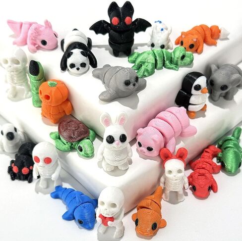 24 قطعة من الحيوانات الصغيرة المطبوعة ثلاثية الأبعاد، حيوانات مفصلية مرنة مطبوعة ثلاثية الأبعاد من أجل هدايا الحفلات، هدايا الفصول الدراسية للأطفال والطلاب، جوائز ألعاب الكرنفال in Kuwait