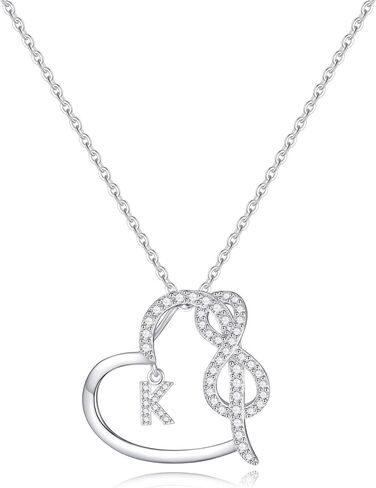 Infinity Heart Necklaces for Women, S925 Sterling Silver Initial Necklace Womens Jewelry Mothers Day Gifts Girls Valentines Gifts for Her Christmas Birthday Gifts for Women Mom Wife Girlfriend in Saudi Arabia