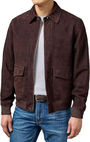 IZAC & DAUD Leathers Men Air Force A-2 Leather Flight Bomber Jacket Men's Suede Leather Bomber Jacket Casual Coat for Men in Saudi Arabia