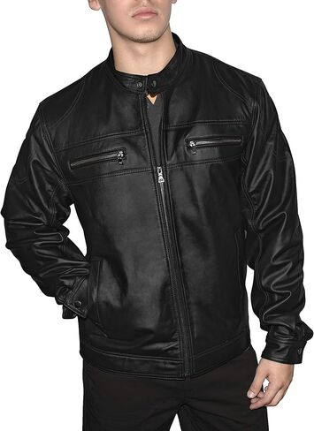 سترة رجالية من الجلد الطبيعي من Victory Outfitters، متعددة الجيوب، سترة سباق للدراجات النارية in Saudi Arabia