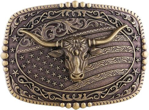 Western Belt Buckle for Men American Flag Deer Longhorn Bull Horse Cowboy Belt Buckles Rodeo Cowgirl Square Buckles in Saudi Arabia