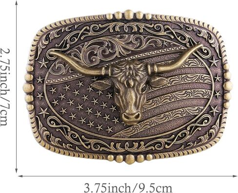 Western Belt Buckle for Men American Flag Deer Longhorn Bull Horse Cowboy Belt Buckles Rodeo Cowgirl Square Buckles in Saudi Arabia