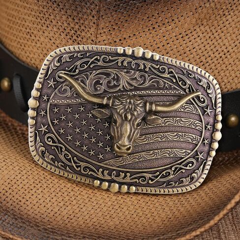 Western Belt Buckle for Men American Flag Deer Longhorn Bull Horse Cowboy Belt Buckles Rodeo Cowgirl Square Buckles in Saudi Arabia