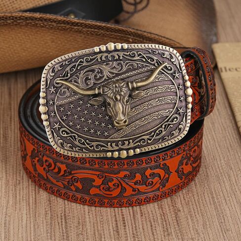 Western Belt Buckle for Men American Flag Deer Longhorn Bull Horse Cowboy Belt Buckles Rodeo Cowgirl Square Buckles in Saudi Arabia