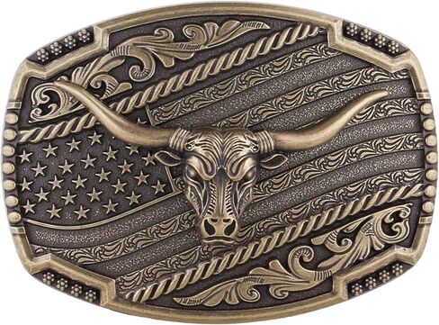 Western Belt Buckle for Men American Flag Deer Longhorn Bull Horse Cowboy Belt Buckles Rodeo Cowgirl Square Buckles in Saudi Arabia