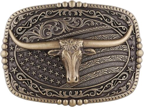 Western Belt Buckle for Men American Flag Deer Longhorn Bull Horse Cowboy Belt Buckles Rodeo Cowgirl Square Buckles in Saudi Arabia