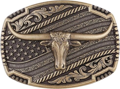 Western Belt Buckle for Men American Flag Deer Longhorn Bull Horse Cowboy Belt Buckles Rodeo Cowgirl Square Buckles in Saudi Arabia