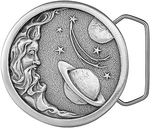 Indiana Metal Craft Man in the Moon Belt Buckle with Belt - Made in USA in Saudi Arabia