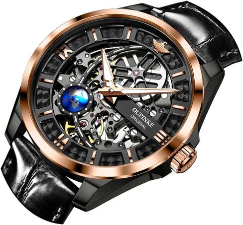 OUPINKE Gold Men Automatic Mechanical Wrist Watches Luxury Dress Tungsten Steel Luminous Waterproof Sapphire Diamond Calendar Best Gifts Men in Saudi Arabia