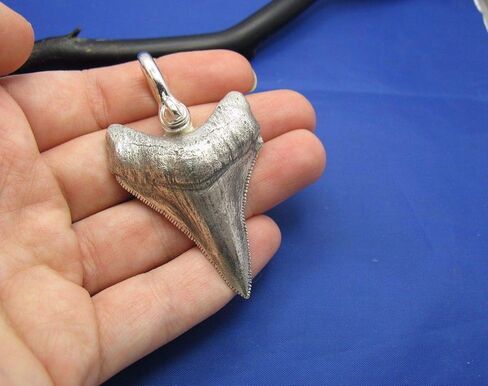 Extreme Unique Huge Big Giant Large Enormous Massive Monstrous Colossal Heavy Solid Custom Sterling Silver (Megalodon) Shark Tooth Pendant in Saudi Arabia