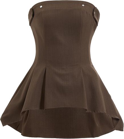 Women's Summer Peplum Strapless Tops Y2k Asymmetrical Party Club Tube Top in Saudi Arabia