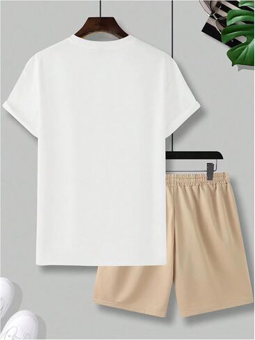 GORGLITTER أطقم قصيرة كاجوال للرجال مكونة من قطعتين تي شيرت جرافيك مطرز ومجموعة شورت الخصر برباط in Kuwait