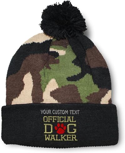 Pom Pom Beanies for Women Official Dog Walker E Embroidery Skull Cap Winter Hats for Men Acrylic One Size in Saudi Arabia