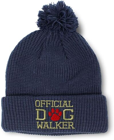 Pom Pom Beanies for Women Official Dog Walker E Embroidery Skull Cap Winter Hats for Men Acrylic One Size in Saudi Arabia