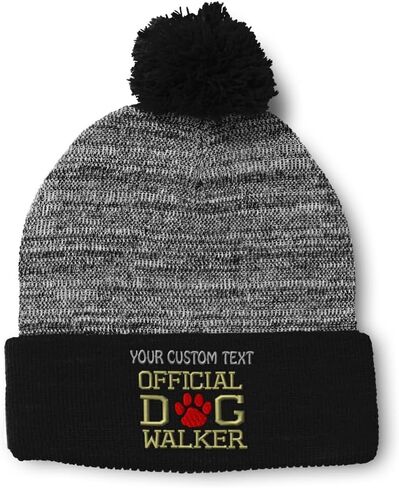Pom Pom Beanies for Women Official Dog Walker E Embroidery Skull Cap Winter Hats for Men Acrylic One Size in Saudi Arabia