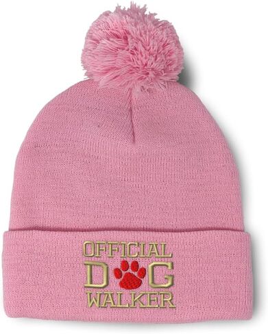 Pom Pom Beanies for Women Official Dog Walker E Embroidery Skull Cap Winter Hats for Men Acrylic One Size in Saudi Arabia