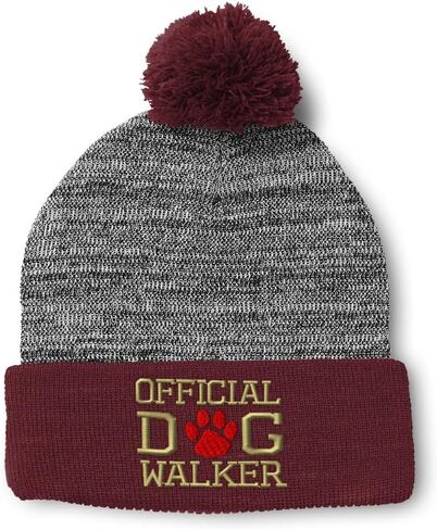 Pom Pom Beanies for Women Official Dog Walker E Embroidery Skull Cap Winter Hats for Men Acrylic One Size in Saudi Arabia