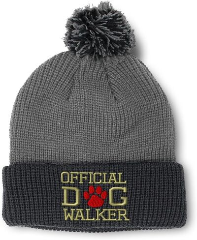 Pom Pom Beanies for Women Official Dog Walker E Embroidery Skull Cap Winter Hats for Men Acrylic One Size in Saudi Arabia