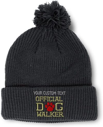 Pom Pom Beanies for Women Official Dog Walker E Embroidery Skull Cap Winter Hats for Men Acrylic One Size in Saudi Arabia