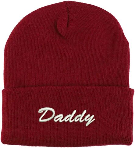 Trendy Apparel Shop Daddy Script Font Embroidered Winter Long Cuff Beanie in Saudi Arabia