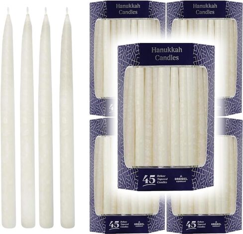 The Dreidel Company Frosted White Dripless Hanukkah Candles Deluxe 45 Chanukah Candles Decorative Box 1-Hour Burn Time in Saudi Arabia