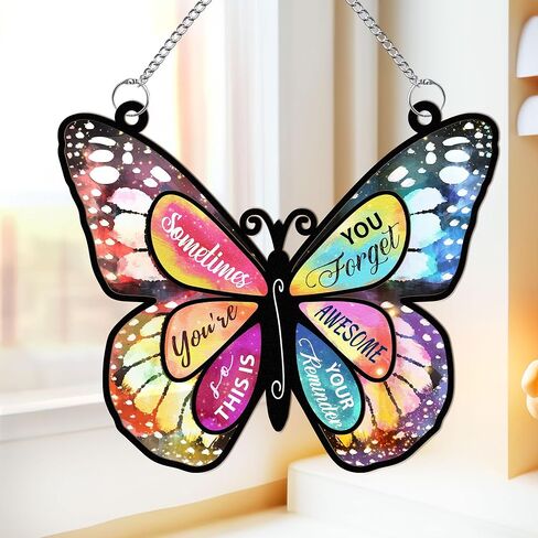 Macorner Acrylic Window Hanging Suncatcher Butterfly Window, Birthay Gifts for Women, Sometimes You Forget Your Awesome Thank You Gifts for Her, for Mom, Grandma, Wife, Friend in Saudi Arabia