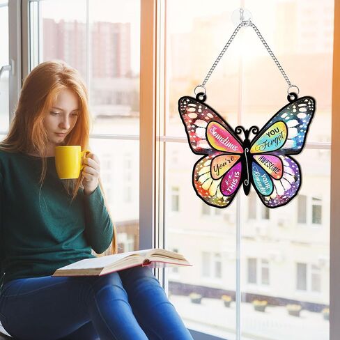 Macorner Acrylic Window Hanging Suncatcher Butterfly Window, Birthay Gifts for Women, Sometimes You Forget Your Awesome Thank You Gifts for Her, for Mom, Grandma, Wife, Friend in Saudi Arabia