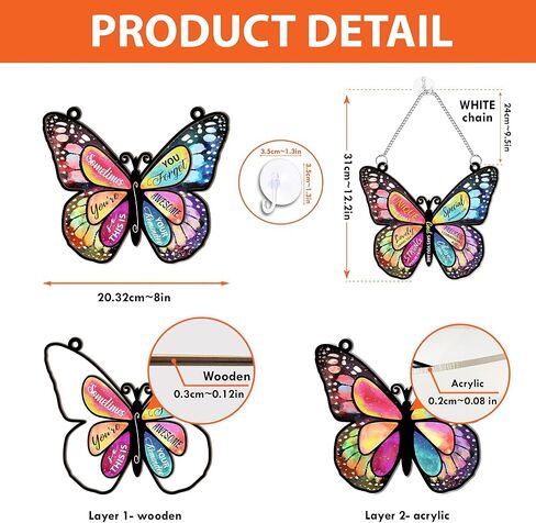 Macorner Acrylic Window Hanging Suncatcher Butterfly Window, Birthay Gifts for Women, Sometimes You Forget Your Awesome Thank You Gifts for Her, for Mom, Grandma, Wife, Friend in Saudi Arabia