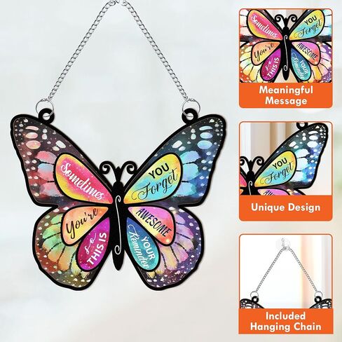 Macorner Acrylic Window Hanging Suncatcher Butterfly Window, Birthay Gifts for Women, Sometimes You Forget Your Awesome Thank You Gifts for Her, for Mom, Grandma, Wife, Friend in Saudi Arabia