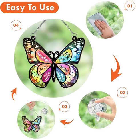 Macorner Acrylic Window Hanging Suncatcher Butterfly Window, Birthay Gifts for Women, Sometimes You Forget Your Awesome Thank You Gifts for Her, for Mom, Grandma, Wife, Friend in Saudi Arabia
