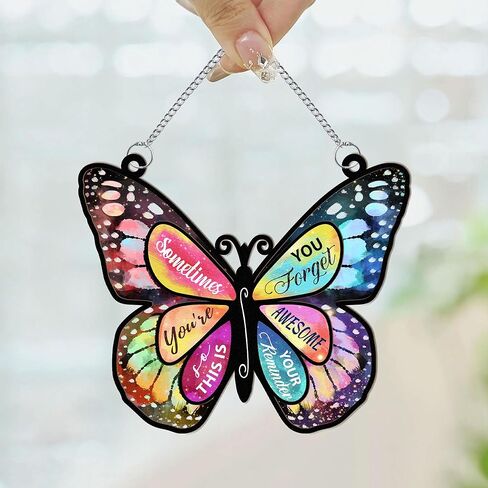 Macorner Acrylic Window Hanging Suncatcher Butterfly Window, Birthay Gifts for Women, Sometimes You Forget Your Awesome Thank You Gifts for Her, for Mom, Grandma, Wife, Friend in Saudi Arabia