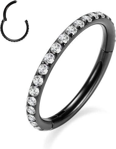 PEAKLINK Nose Ring 316L Surgical Steel Helix Cartilage Conch Earring with Gem Septum Clicker Daith Rook Tragus Lip Belly Ear Lobe Piercing Jewelry Nose Hoop, Diameter 5mm to 12mm in Saudi Arabia