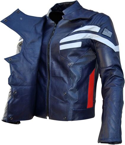 srh SRHides Men's Motorcycle Winter Soldier Leather Jacket Blue XX-Large in Saudi Arabia