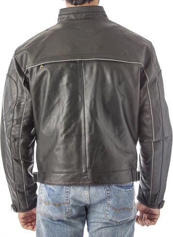 REED Mens Vented Leather Motorcycle Jacket with Light Reflector in Saudi Arabia