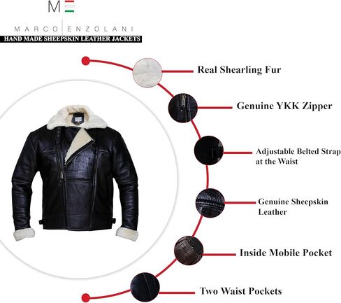 سترة بومبر B3 من Cross Zip Aviator مصنوعة من جلد الغنم البني الحقيقي in Kuwait